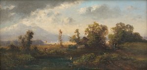 Landscape with Fisherman by Laszlo Mednyanszky